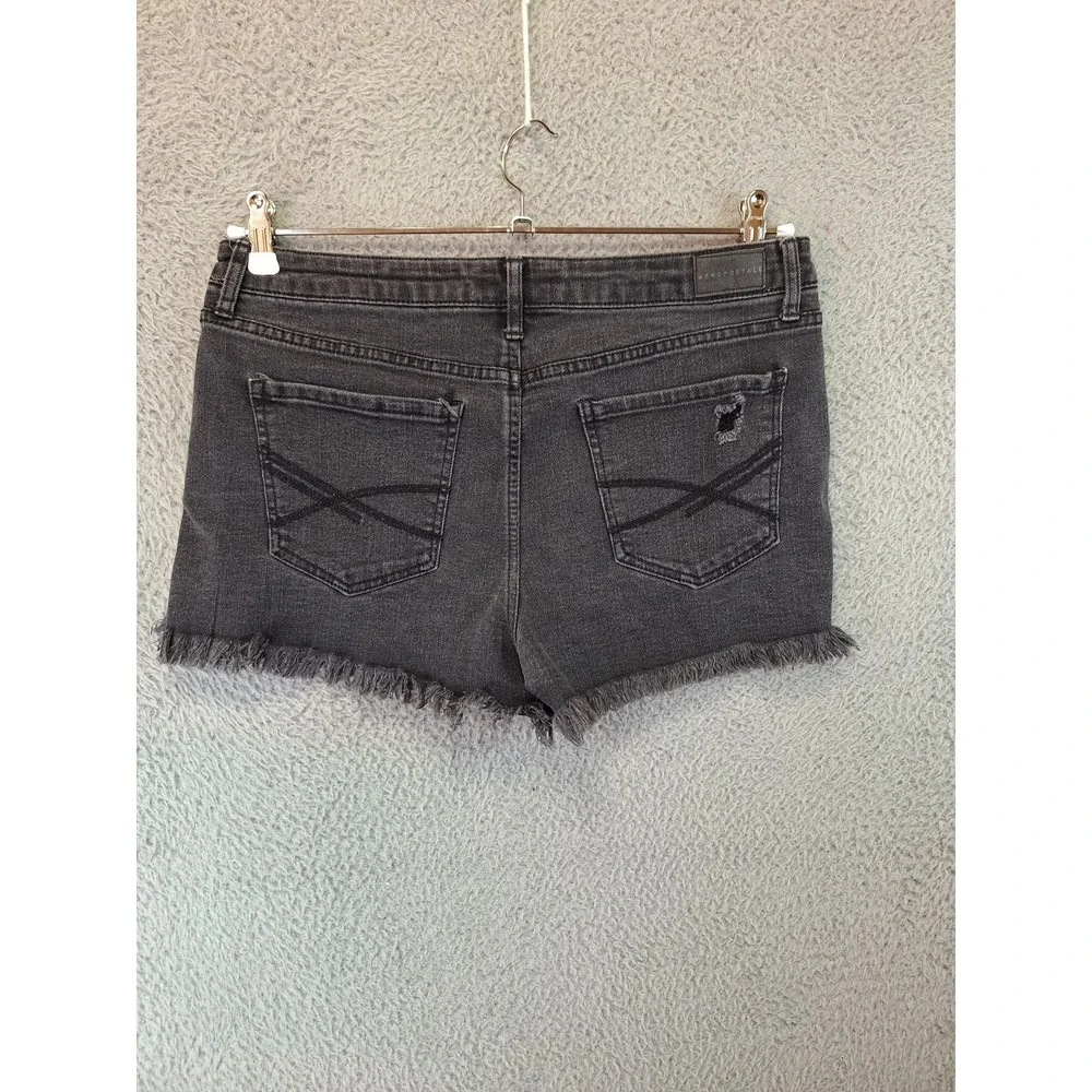 Aeropostale High Waisted Shorty Womens 10 (Fits 33W) Black Denim Cutoff Distress